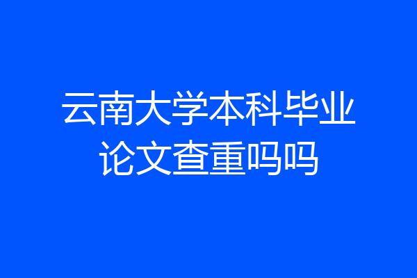 云南大学本科毕业论文查重吗吗