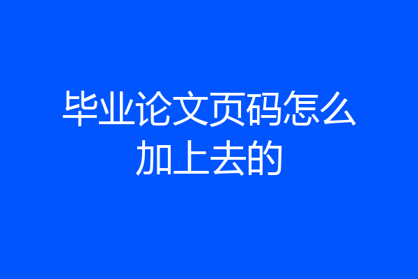 毕业论文页码怎么加上去的