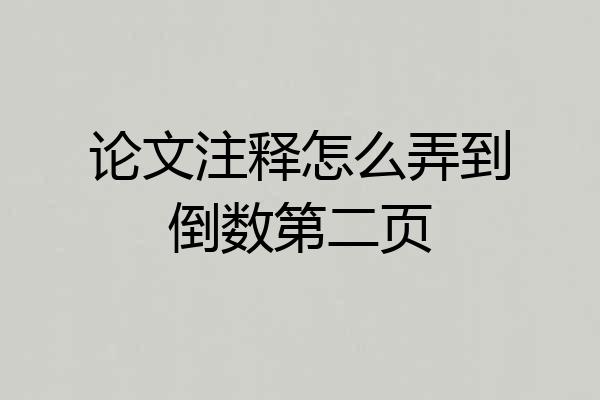论文注释怎么弄到倒数第二页