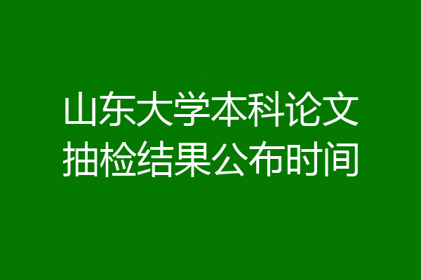 山东大学本科论文抽检结果公布时间
