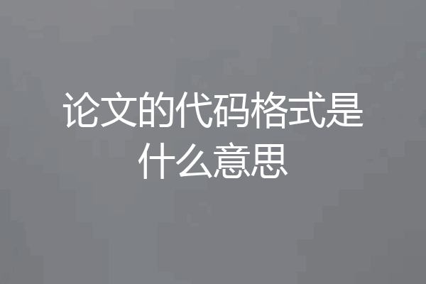 论文的代码格式是什么意思
