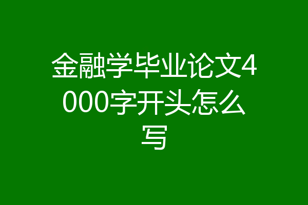 金融学毕业论文4000字开头怎么写