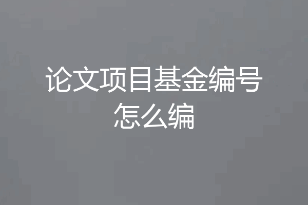 论文项目基金编号怎么编