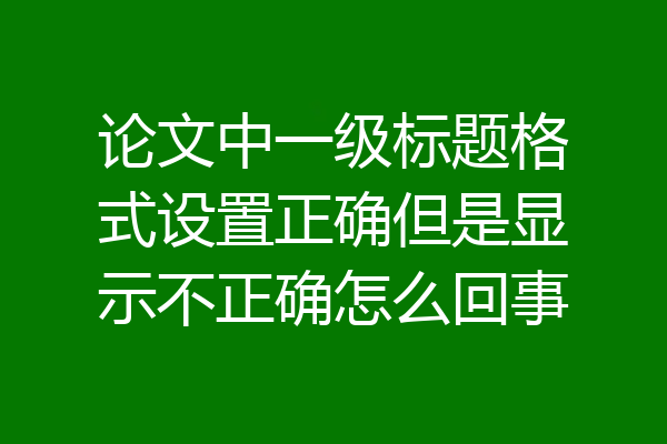 论文中一级标题格式设置正确但是显示不正确怎么回事