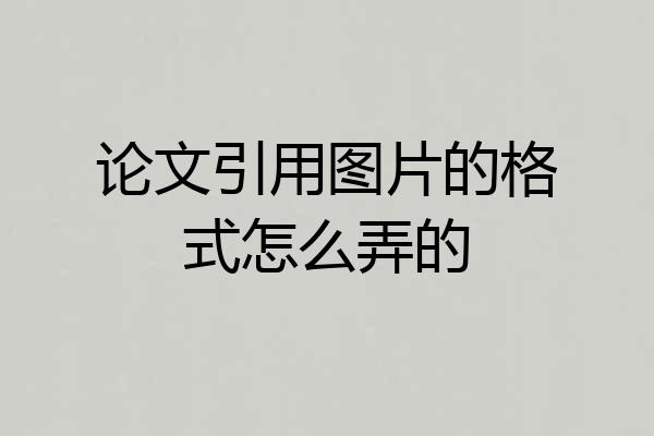 论文引用图片的格式怎么弄的