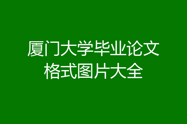厦门大学毕业论文格式图片大全