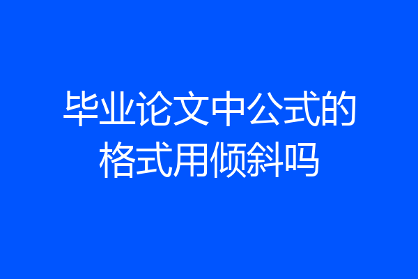 毕业论文中公式的格式用倾斜吗