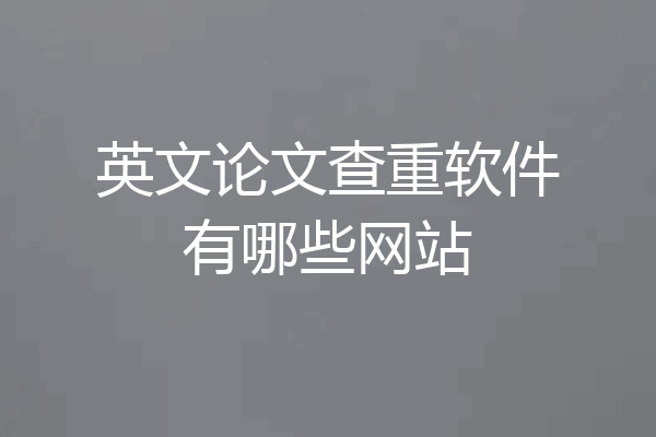 英文论文查重软件有哪些网站