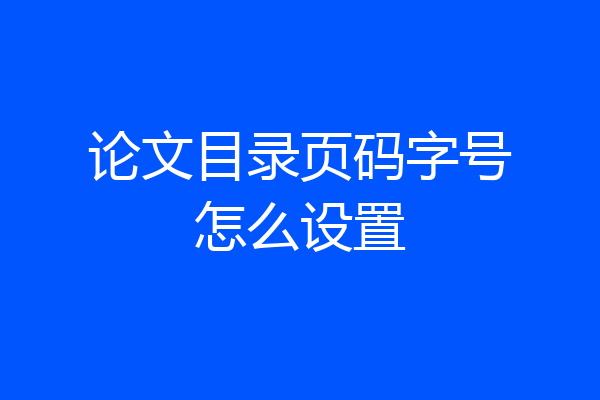 论文目录页码字号怎么设置