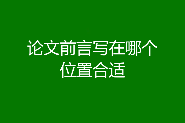 论文前言写在哪个位置合适