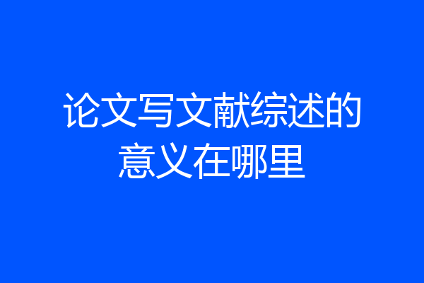 论文写文献综述的意义在哪里