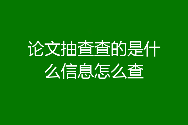 论文抽查查的是什么信息怎么查