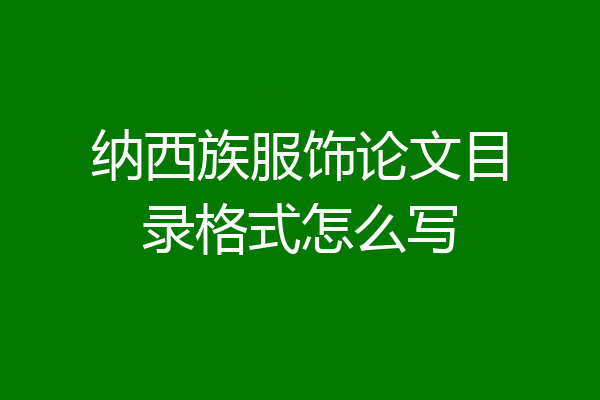 纳西族服饰论文目录格式怎么写
