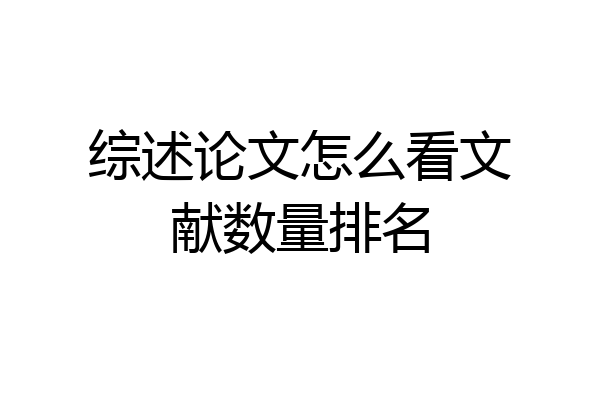 综述论文怎么看文献数量排名