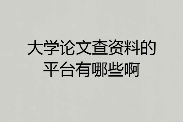 大学论文查资料的平台有哪些啊