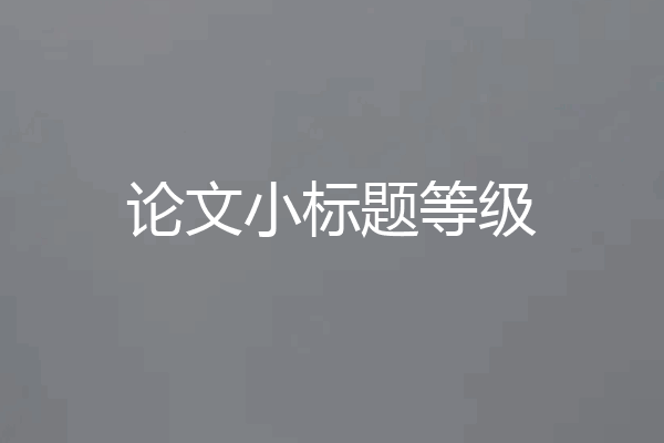 论文小标题等级