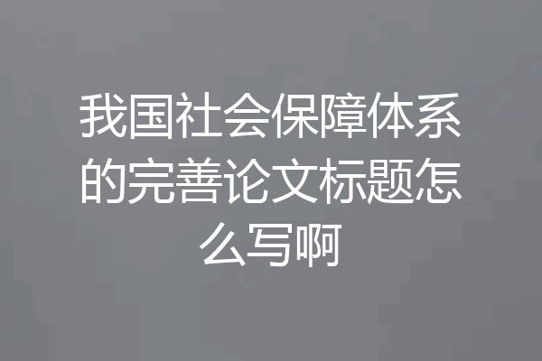 我国社会保障体系的完善论文标题怎么写啊