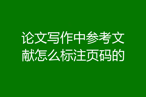 论文写作中参考文献怎么标注页码的
