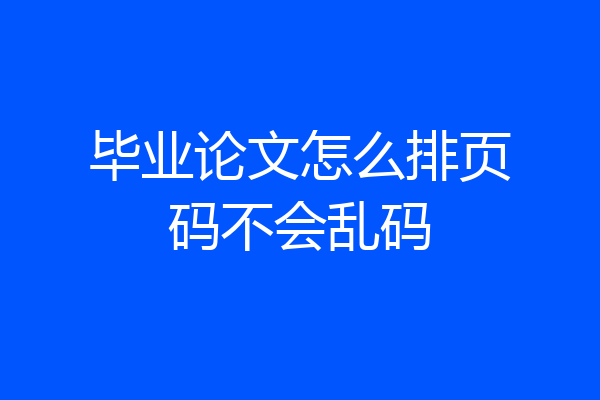 毕业论文怎么排页码不会乱码
