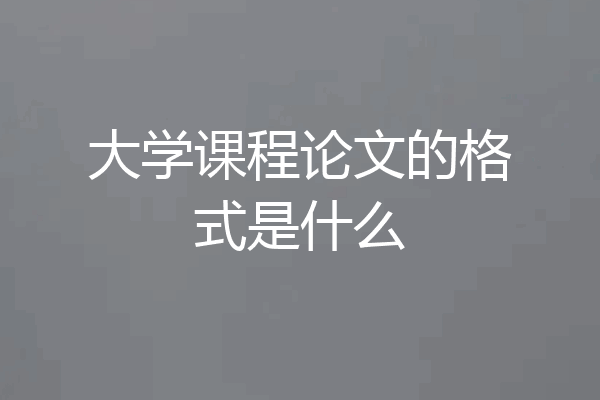 大学课程论文的格式是什么
