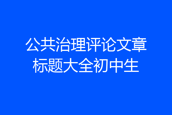 公共治理评论文章标题大全初中生