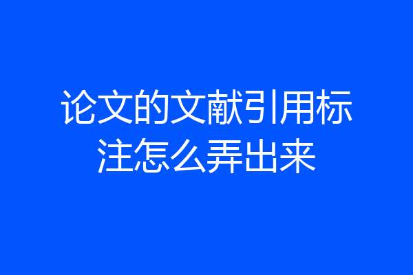 论文的文献引用标注怎么弄出来