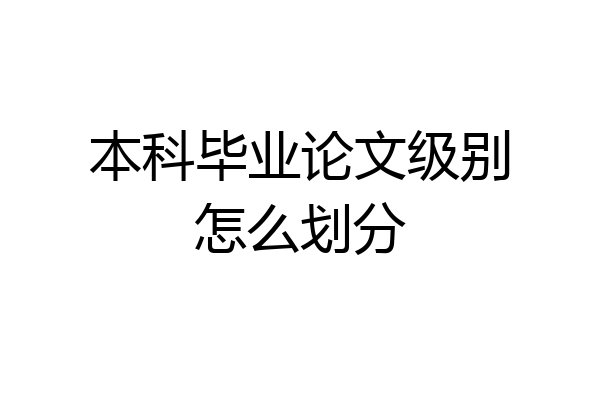 本科毕业论文级别怎么划分