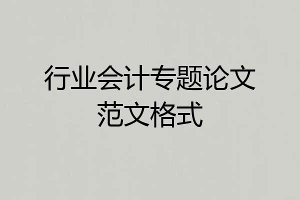 行业会计专题论文范文格式