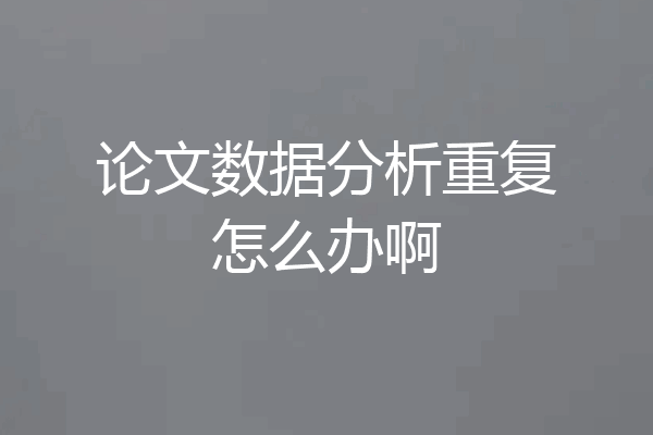 论文数据分析重复怎么办啊
