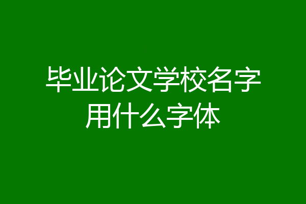 毕业论文学校名字用什么字体