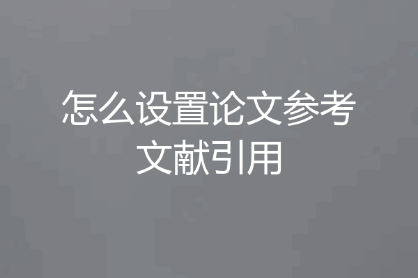 怎么设置论文参考文献引用