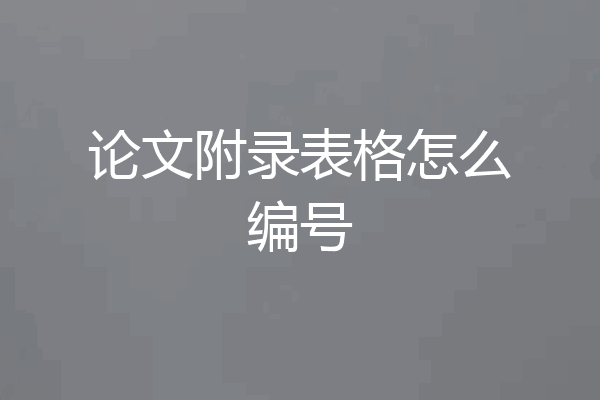 论文附录表格怎么编号