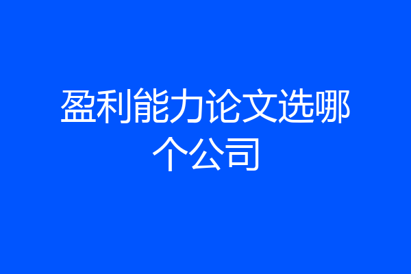 盈利能力论文选哪个公司