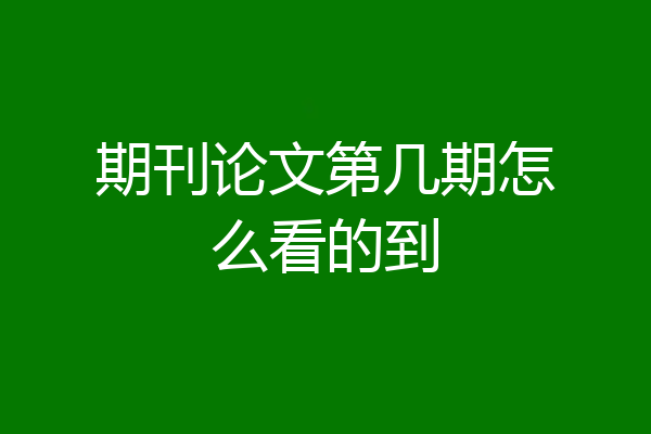 期刊论文第几期怎么看的到