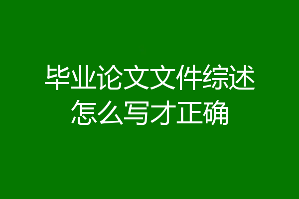 毕业论文文件综述怎么写才正确