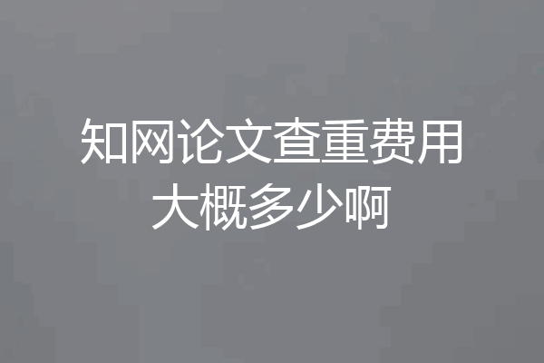 知网论文查重费用大概多少啊