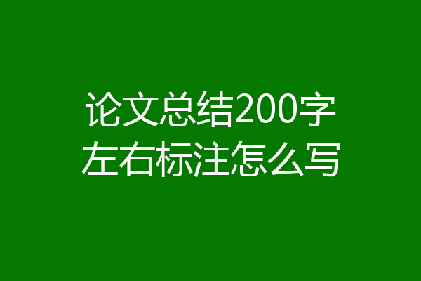论文总结200字左右标注怎么写