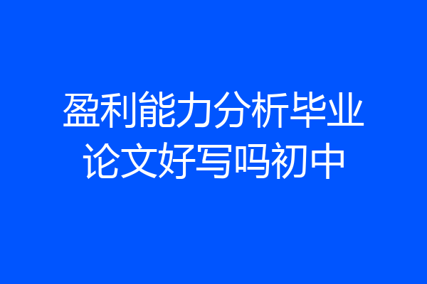 盈利能力分析毕业论文好写吗初中
