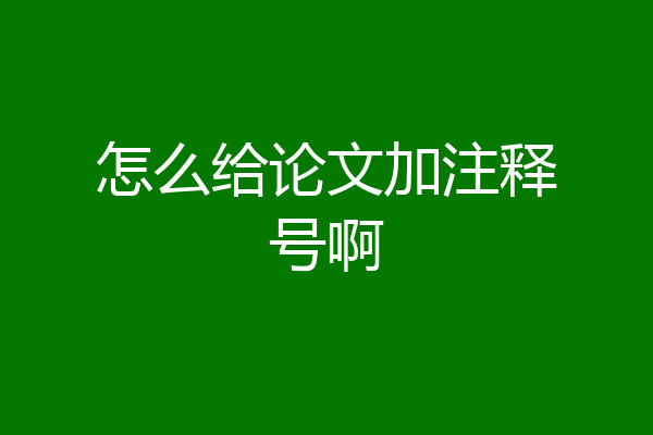 怎么给论文加注释号啊