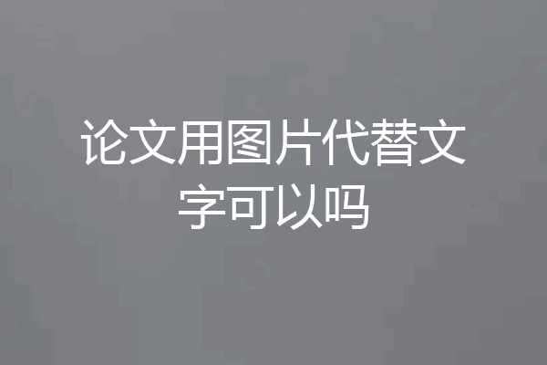 论文用图片代替文字可以吗