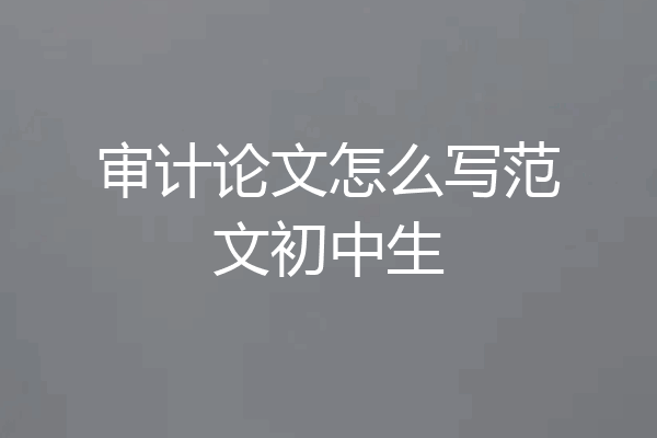 审计论文怎么写范文初中生