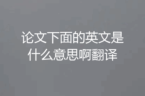 论文下面的英文是什么意思啊翻译