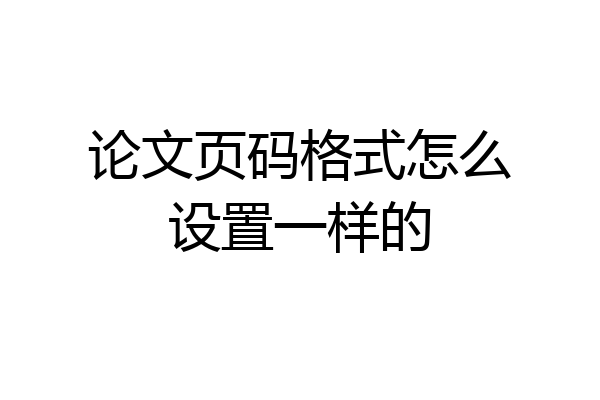 论文页码格式怎么设置一样的