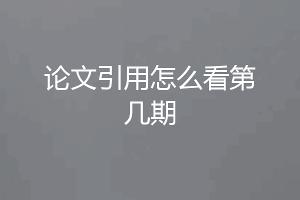 论文引用怎么看第几期
