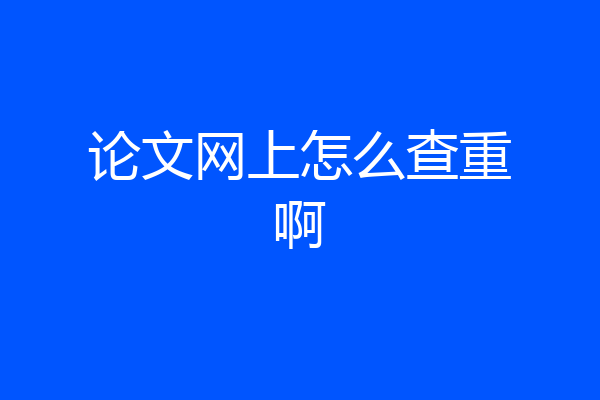 论文网上怎么查重啊