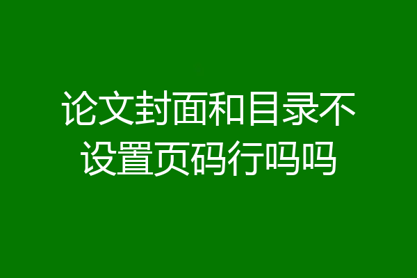 论文封面和目录不设置页码行吗吗