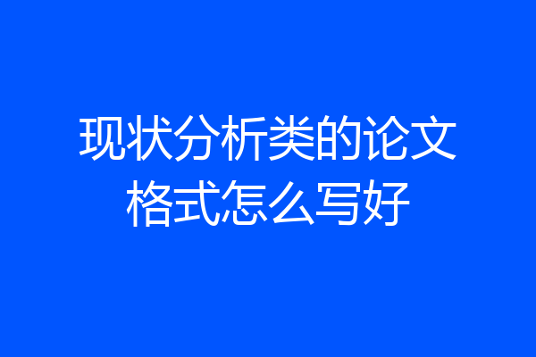 现状分析类的论文格式怎么写好