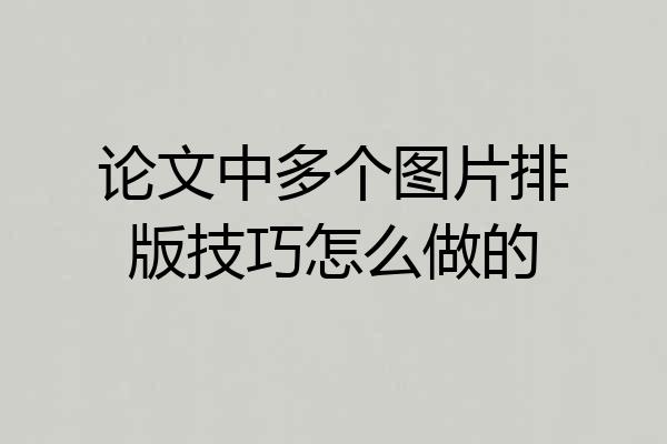 论文中多个图片排版技巧怎么做的
