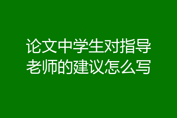 论文中学生对指导老师的建议怎么写