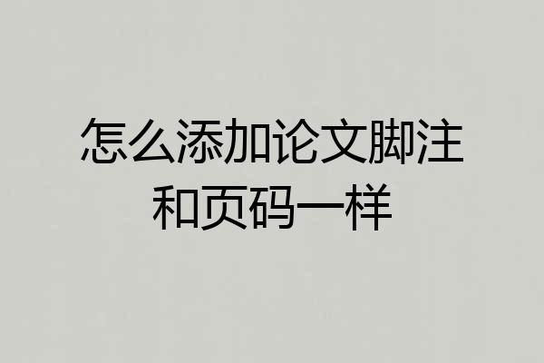 怎么添加论文脚注和页码一样